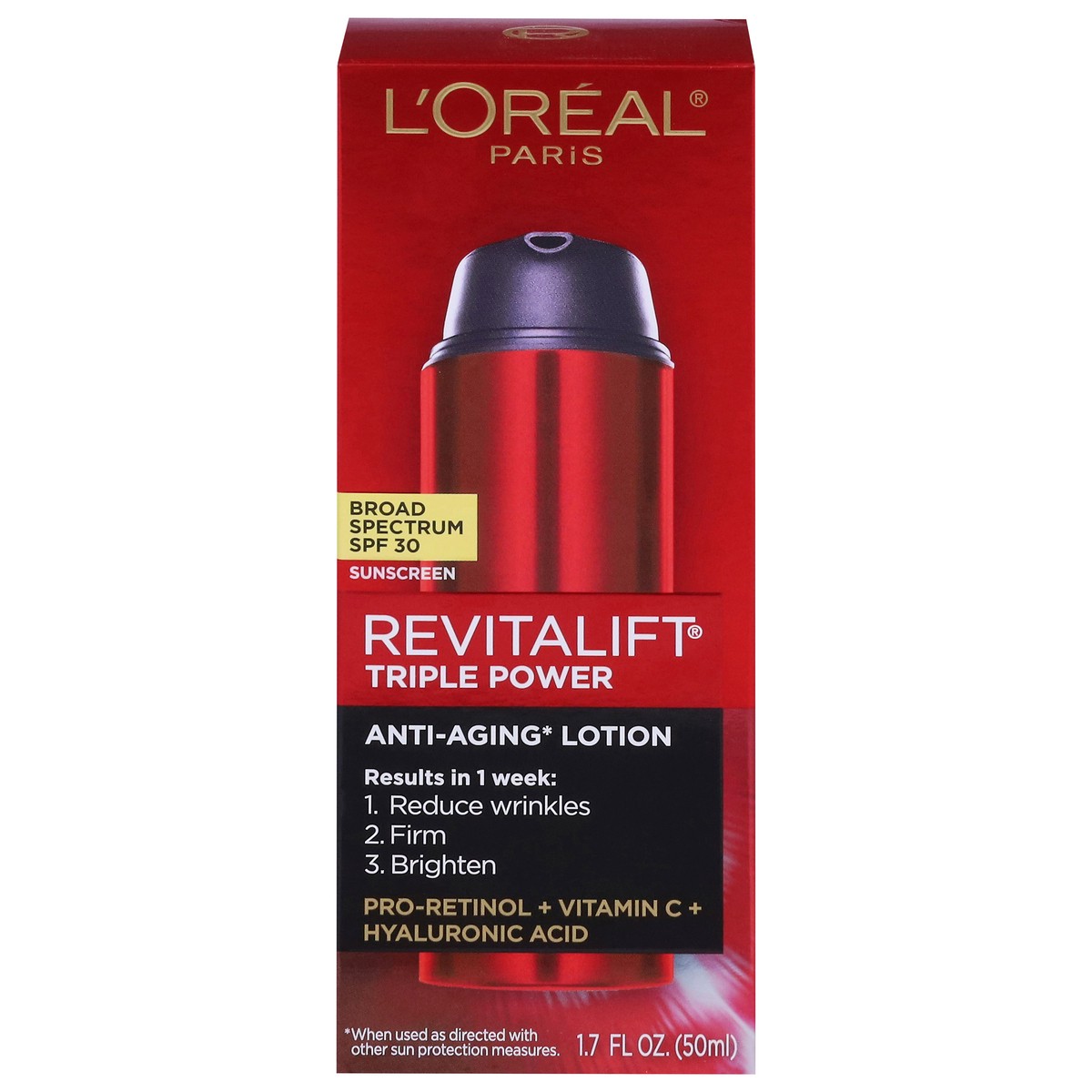 slide 1 of 9, Revitalift Triple Power Broad Spectrum SPF 30 Anti-Aging Lotion 1.7 fl oz, 1.7 fl oz