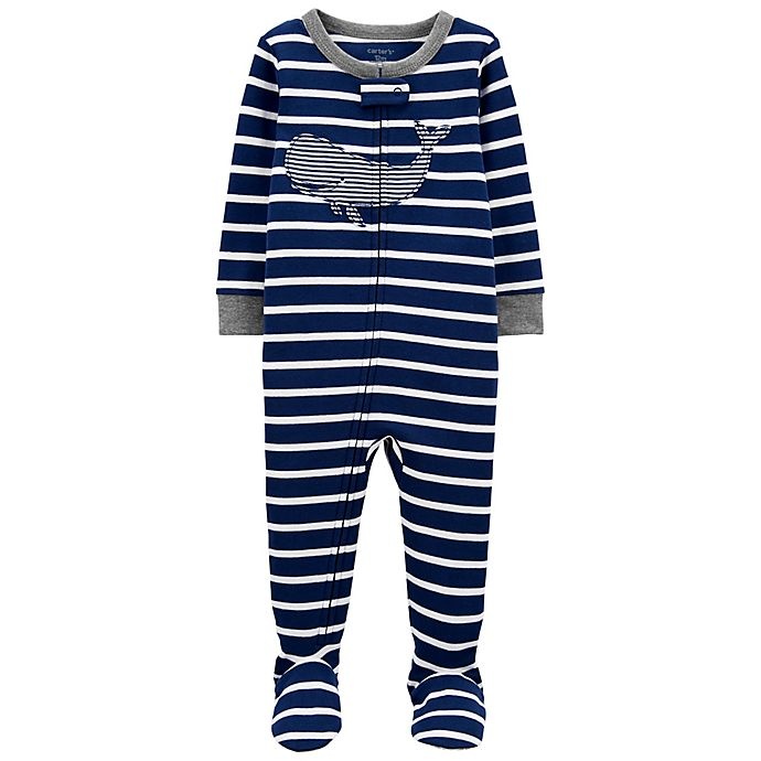 slide 1 of 1, Carter's Cotton 2-Way Zip Sleep & Play Footed Pajama - Navy, 1 ct