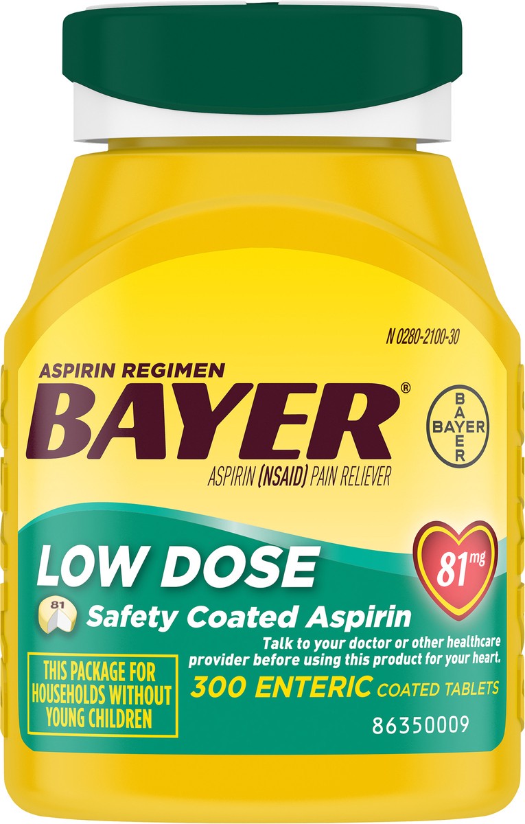 slide 1 of 1, Bayer Aspirin Regimen Low Strength Coated Capsules Tablets, 300 ct