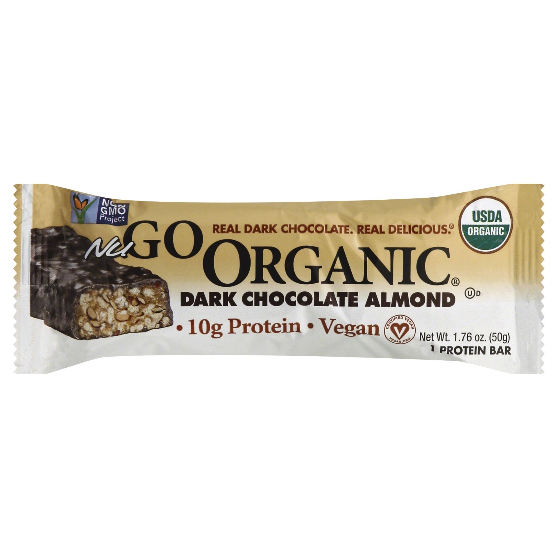 slide 1 of 5, NuGo Organic Dark Chocolate Almond Bar, 1.76 oz