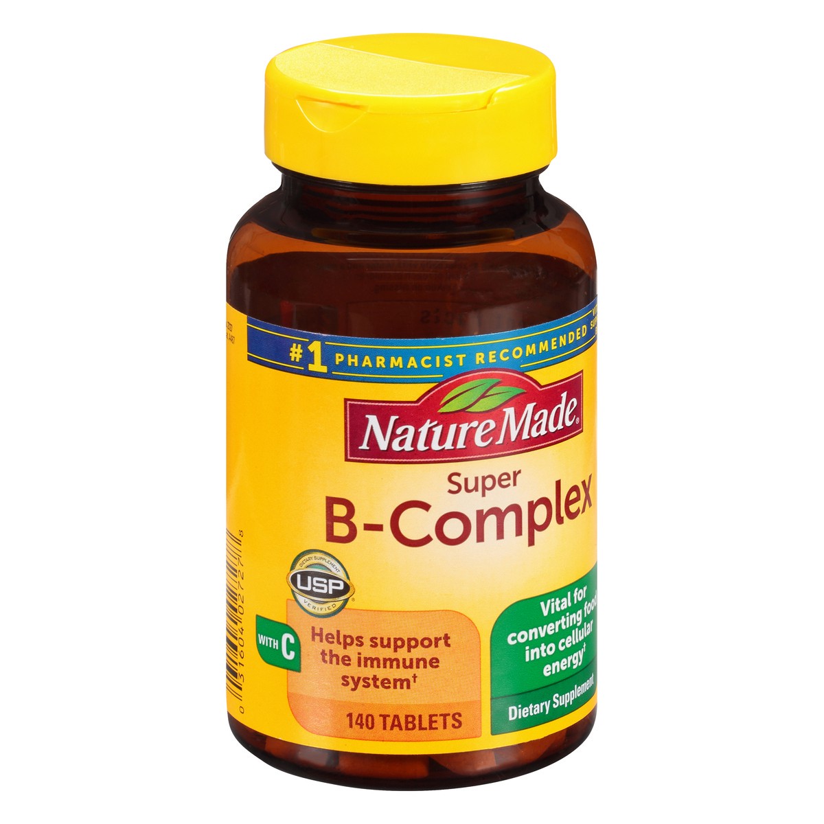 slide 2 of 9, Nature Made Super B Complex with Vitamin C and Folic Acid, Dietary Supplement for Immune Support, 140 Tablets, 140 Day Supply, 140 ct