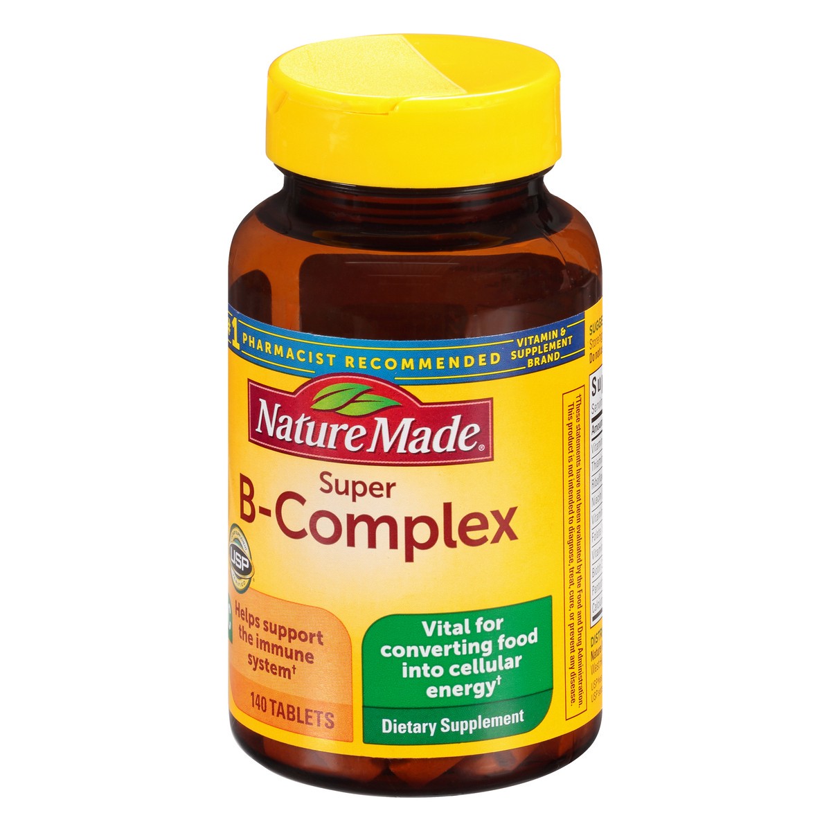 slide 3 of 9, Nature Made Super B Complex with Vitamin C and Folic Acid, Dietary Supplement for Immune Support, 140 Tablets, 140 Day Supply, 140 ct