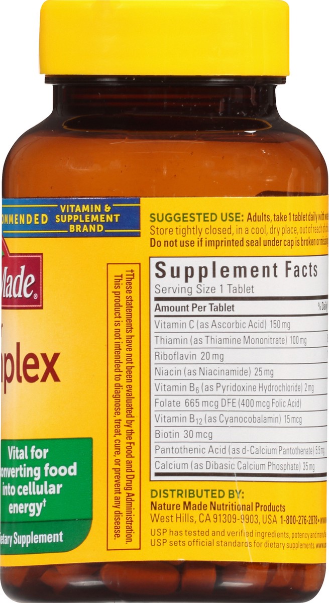 slide 7 of 9, Nature Made Super B Complex with Vitamin C and Folic Acid, Dietary Supplement for Immune Support, 140 Tablets, 140 Day Supply, 140 ct