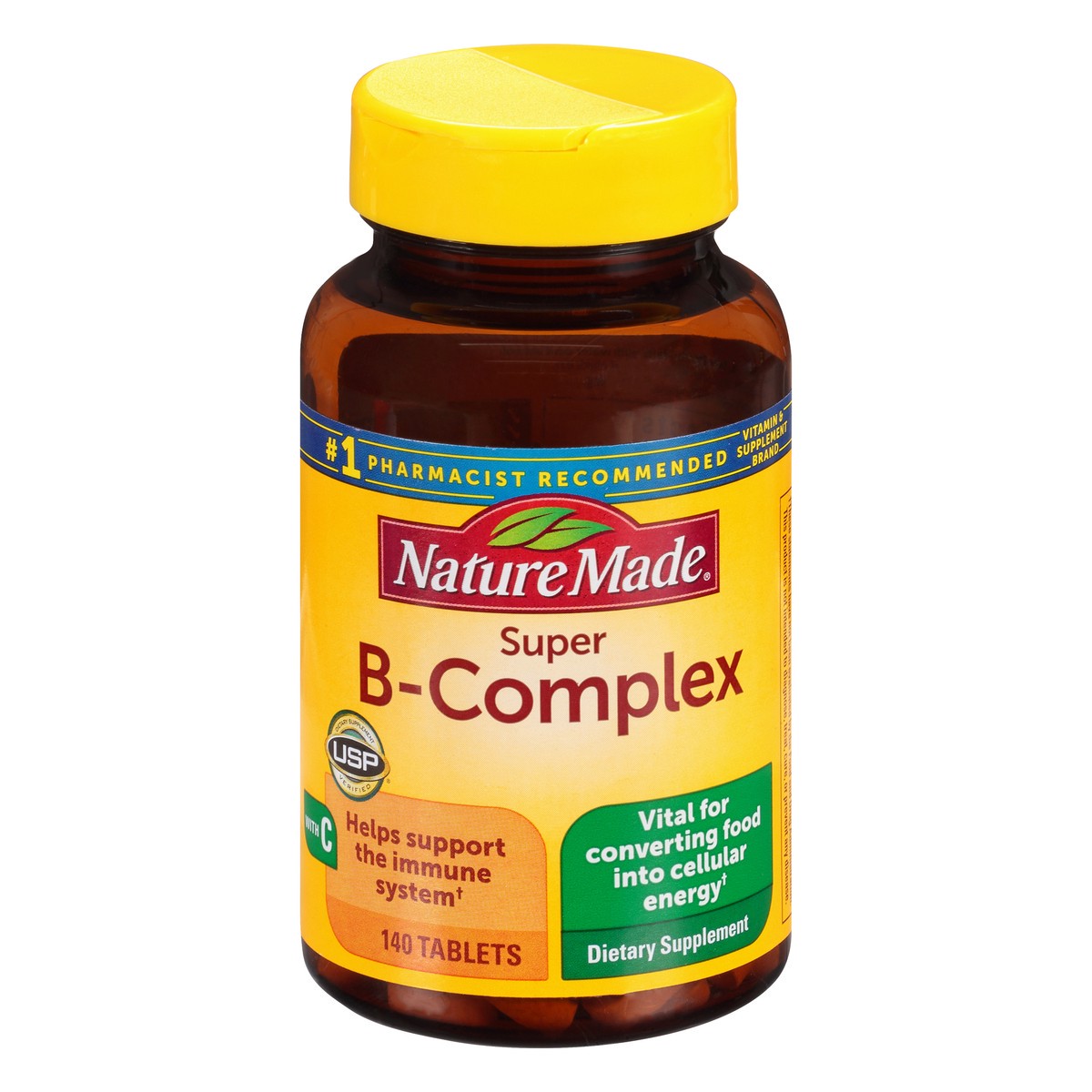slide 1 of 9, Nature Made Super B Complex with Vitamin C and Folic Acid, Dietary Supplement for Immune Support, 140 Tablets, 140 Day Supply, 140 ct