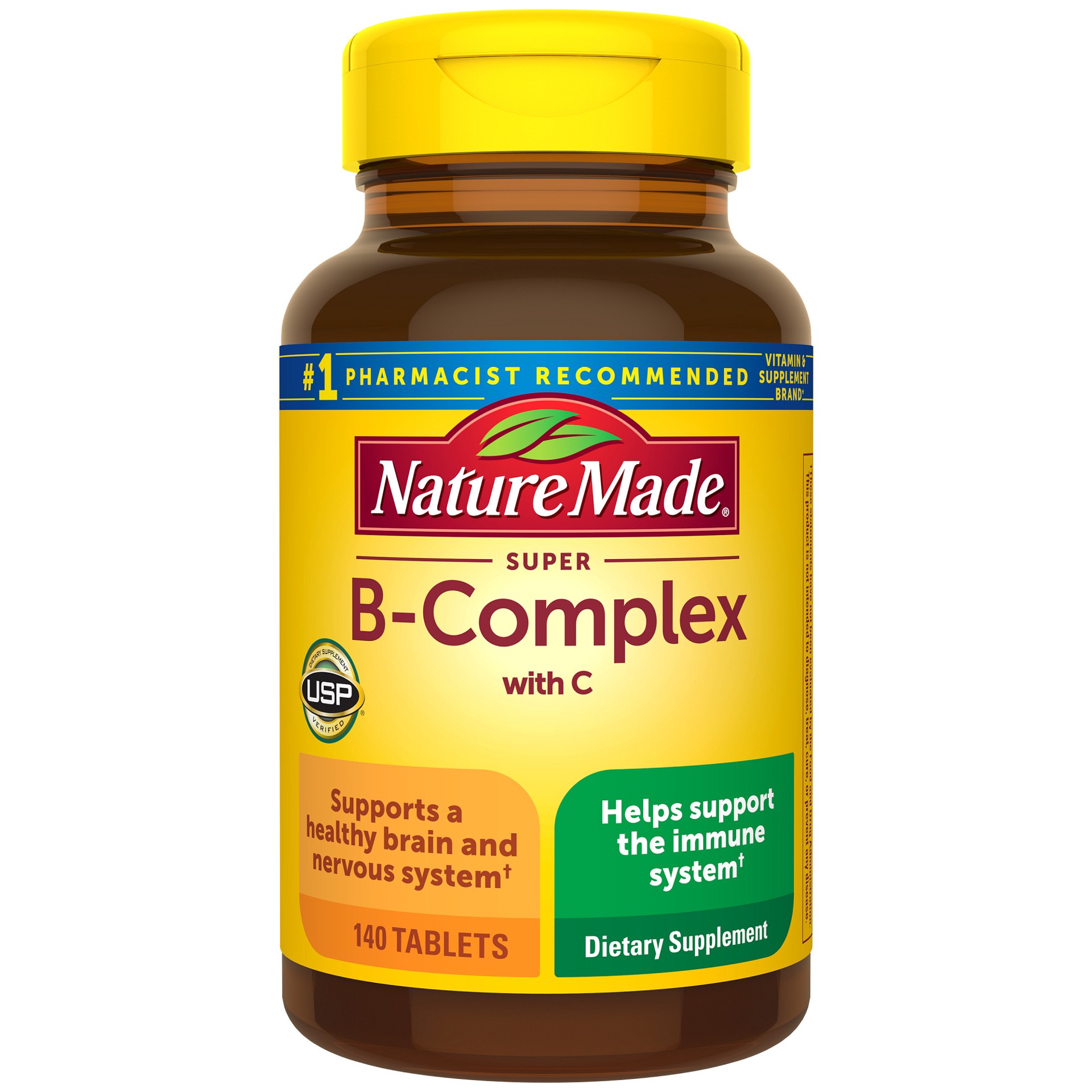 slide 1 of 9, Nature Made Super B Complex with Vitamin C and Folic Acid, Dietary Supplement for Immune Support, 140 Tablets, 140 Day Supply, 140 ct