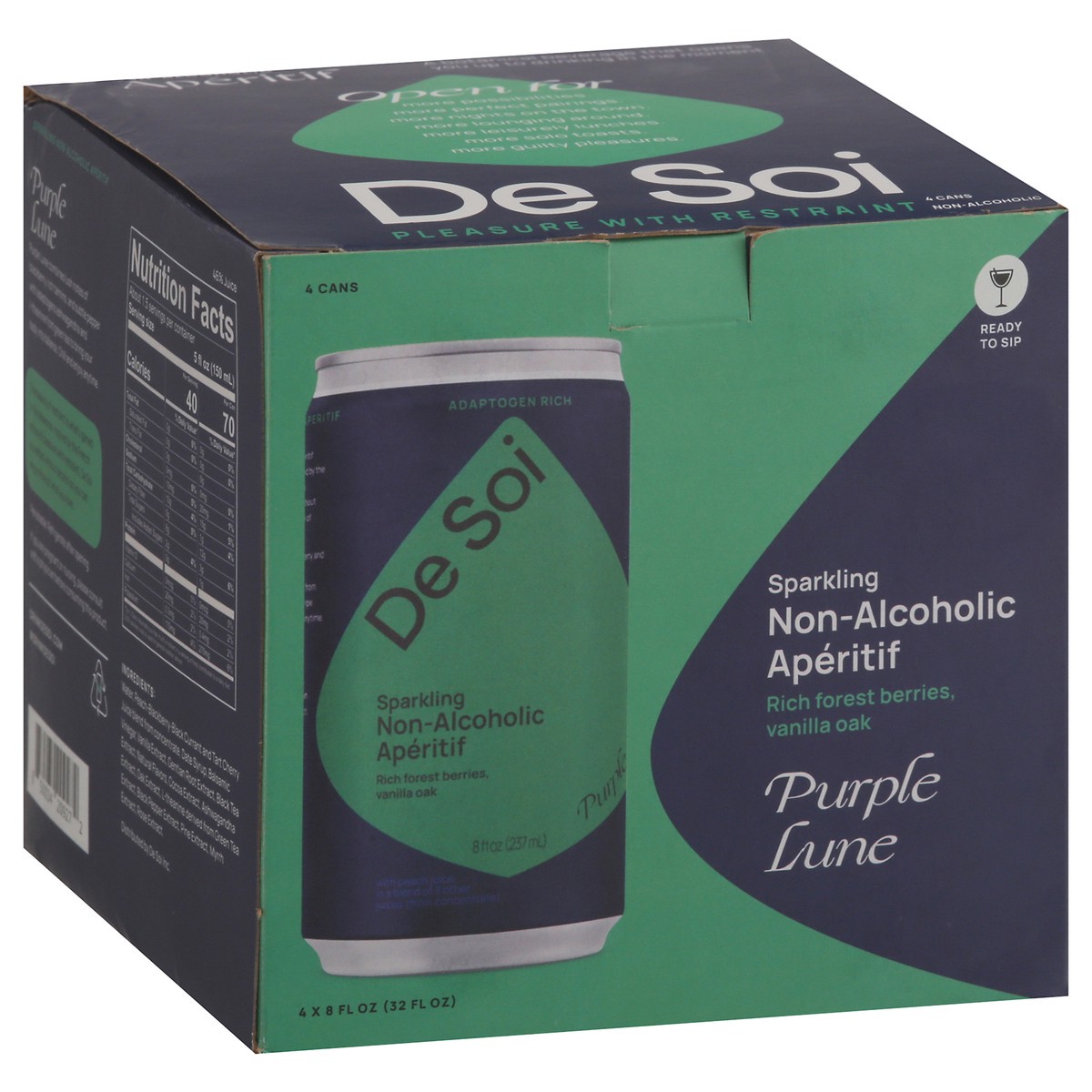 slide 6 of 13, De Soi Sparkling Non-Alcoholic Purple Lune Aperitif 4 - 8 fl oz Cans, 4 ct; 8.4 oz