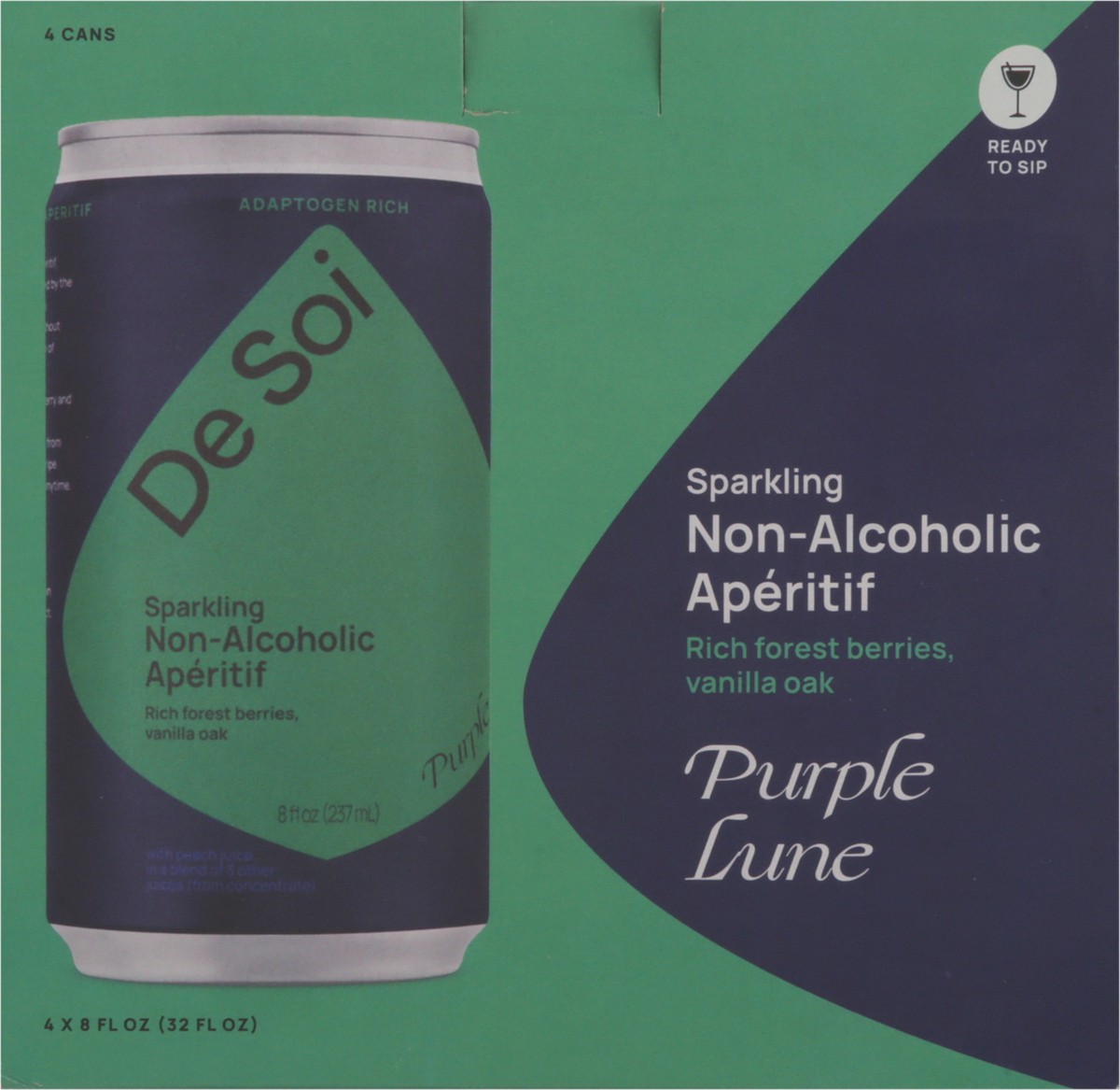 slide 11 of 13, De Soi Sparkling Non-Alcoholic Purple Lune Aperitif 4 - 8 fl oz Cans, 4 ct; 8.4 oz