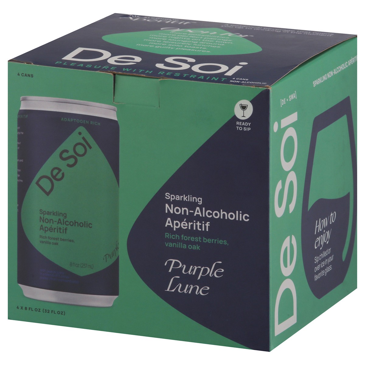 slide 10 of 13, De Soi Sparkling Non-Alcoholic Purple Lune Aperitif 4 - 8 fl oz Cans, 4 ct; 8.4 oz