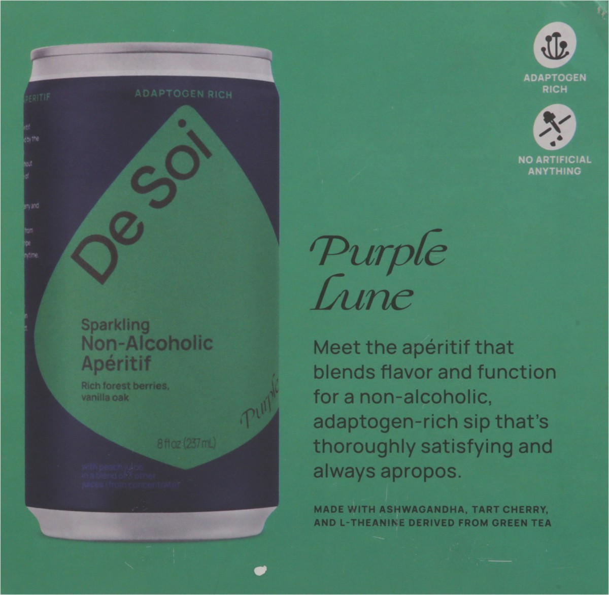 slide 12 of 13, De Soi Sparkling Non-Alcoholic Purple Lune Aperitif 4 - 8 fl oz Cans, 4 ct; 8.4 oz