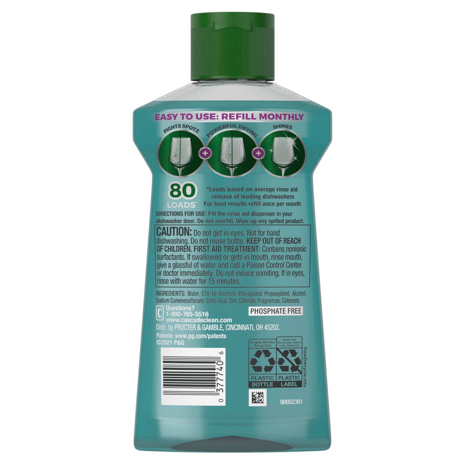 slide 3 of 8, Cascade Power Dry Dishwasher Rinse Aid, 8.45 fl oz, 8.45 fl oz