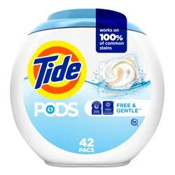 Tide PODS and Gentle, Liquid Laundry Detergent Soap Pacs, HE Compatible, 42 Count, Free and Clear of Dyes and Perfumes, Hypoallergenic for Sensitive Skin, Unscented