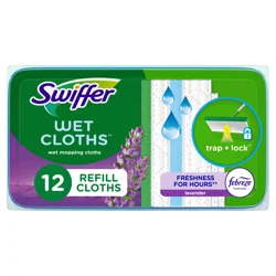 Swiffer Sweep + Mop, Wet Pads Refill, Floor Cleaner, Cleaning Cloths, Lavender, 12ct