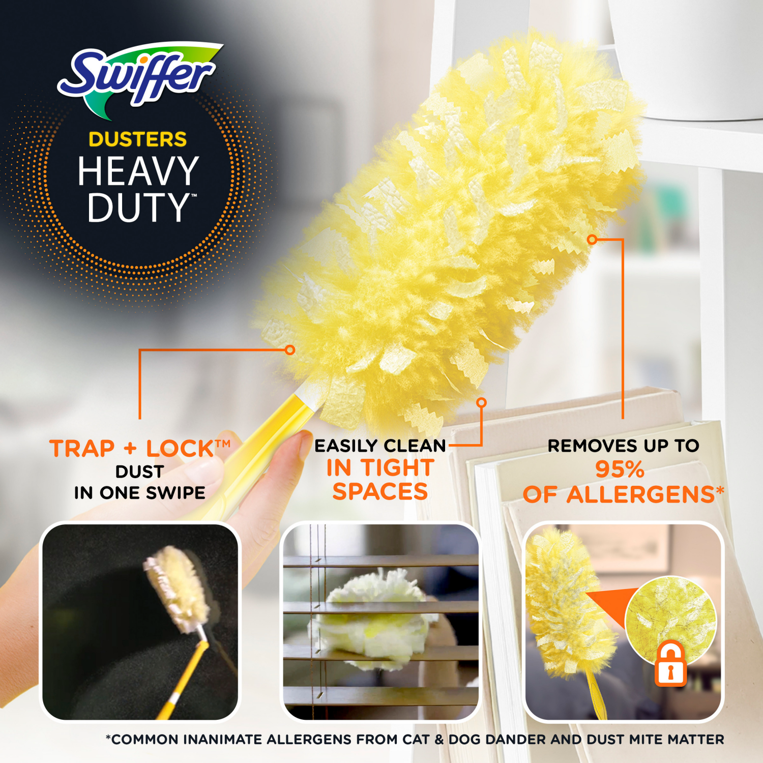 slide 4 of 5, Swiffer Dusters Heavy Duty Multi-Surface Duster Refills for Cleaning, Unscented, 6 Count, 6 ct