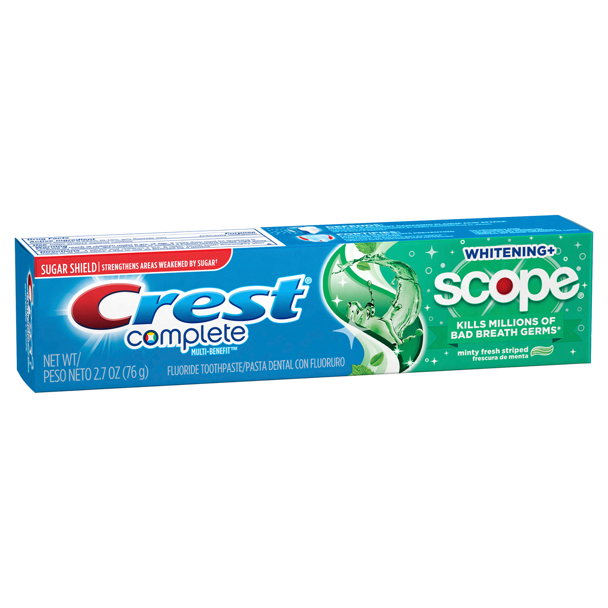 slide 2 of 3, Crest Complete Whitening + Scope Multi-benefit Minty Fresh Striped Toothpaste, 2.7 oz