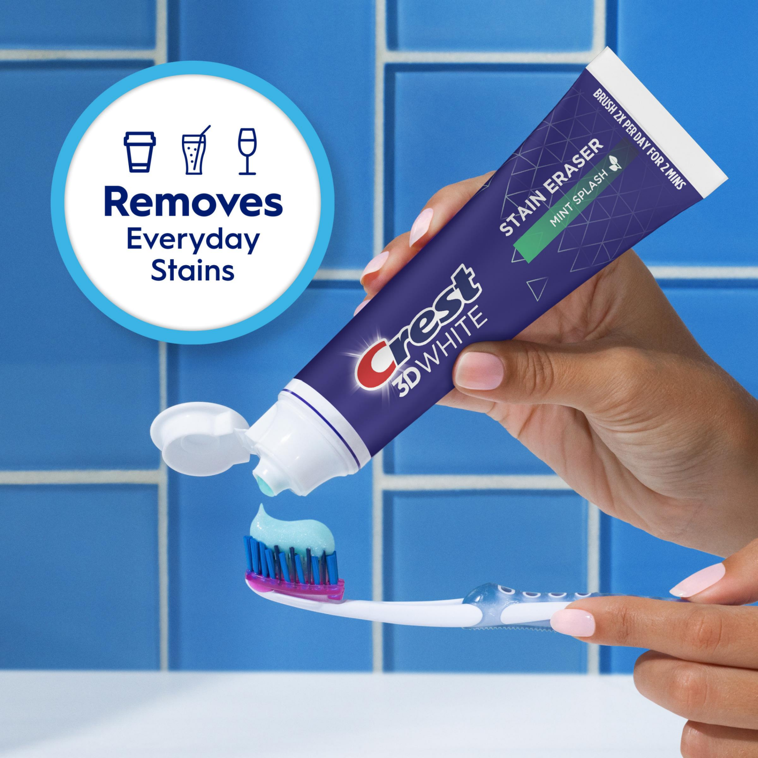 slide 3 of 5, Crest 3D White Stain Eraser Whitening Toothpaste, Fresh Mint, 2.3 oz, 2.3 oz