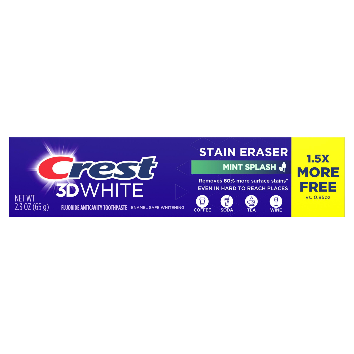 slide 4 of 5, Crest 3D White Stain Eraser Whitening Toothpaste, Fresh Mint, 2.3 oz, 2.3 oz