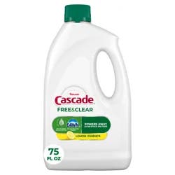 Cascade Free & Clear Gel Dishwasher Detergent, Lemon Essence, 75 oz