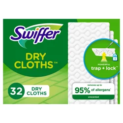 Swiffer Sweep + Mop, Dry Pads Refill, Floor Cleaner, Cleaning Cloths, Unscented, 32ct