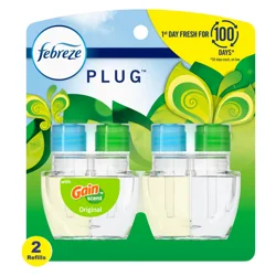 Febreze Plug In Air Freshener, Odor-Fighting Scented Oil Refill, Gain Scent, 2 Refills
