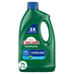 Cascade Complete Dishwasher Detergent Liquid Gel, Dish Detergent, Dishwasher Soap, Fresh, 75oz