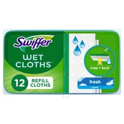 Swiffer Sweep + Mop, Wet Pads Refill, Floor Cleaner, Cleaning Cloths, Fresh, 12ct