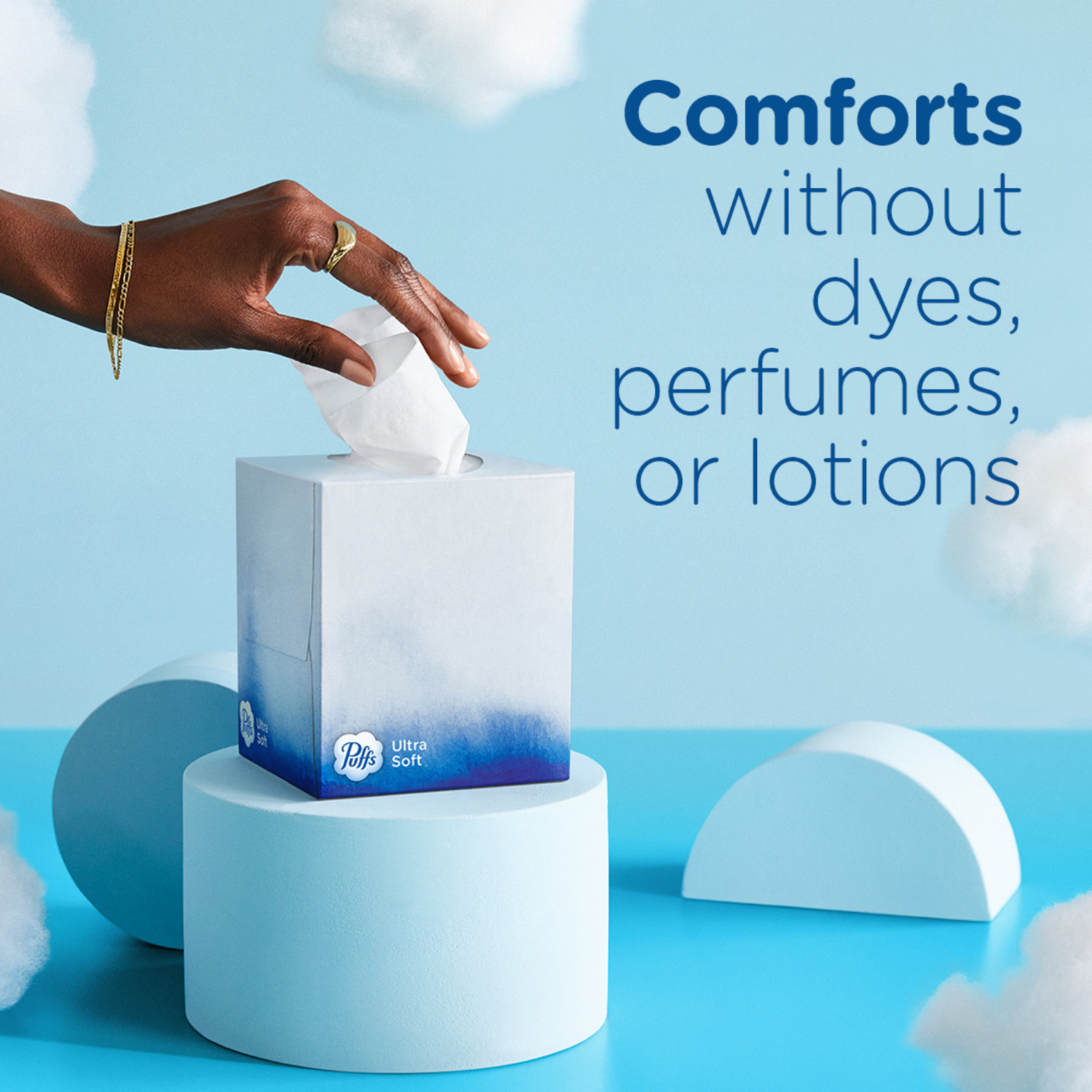 slide 8 of 8, Puffs Ultra Soft Non-Lotion Facial Tissue, 4 Mega Cubes, 288 ct