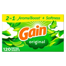 Gain dryer sheets Plus Wrinkle Release, Original Scent, 120 Count, Fights static with a touch of scent, laundry sheets