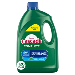 Cascade Complete Dishwasher Detergent Liquid Gel, Dish Detergent, Dishwasher Soap, Fresh, 120oz