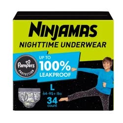 Ninjamas Pampers Ninjamas Nighttime Bedwetting Underwear Boy, Size 8, 34 Count, Disposable Nighttime Underwear
