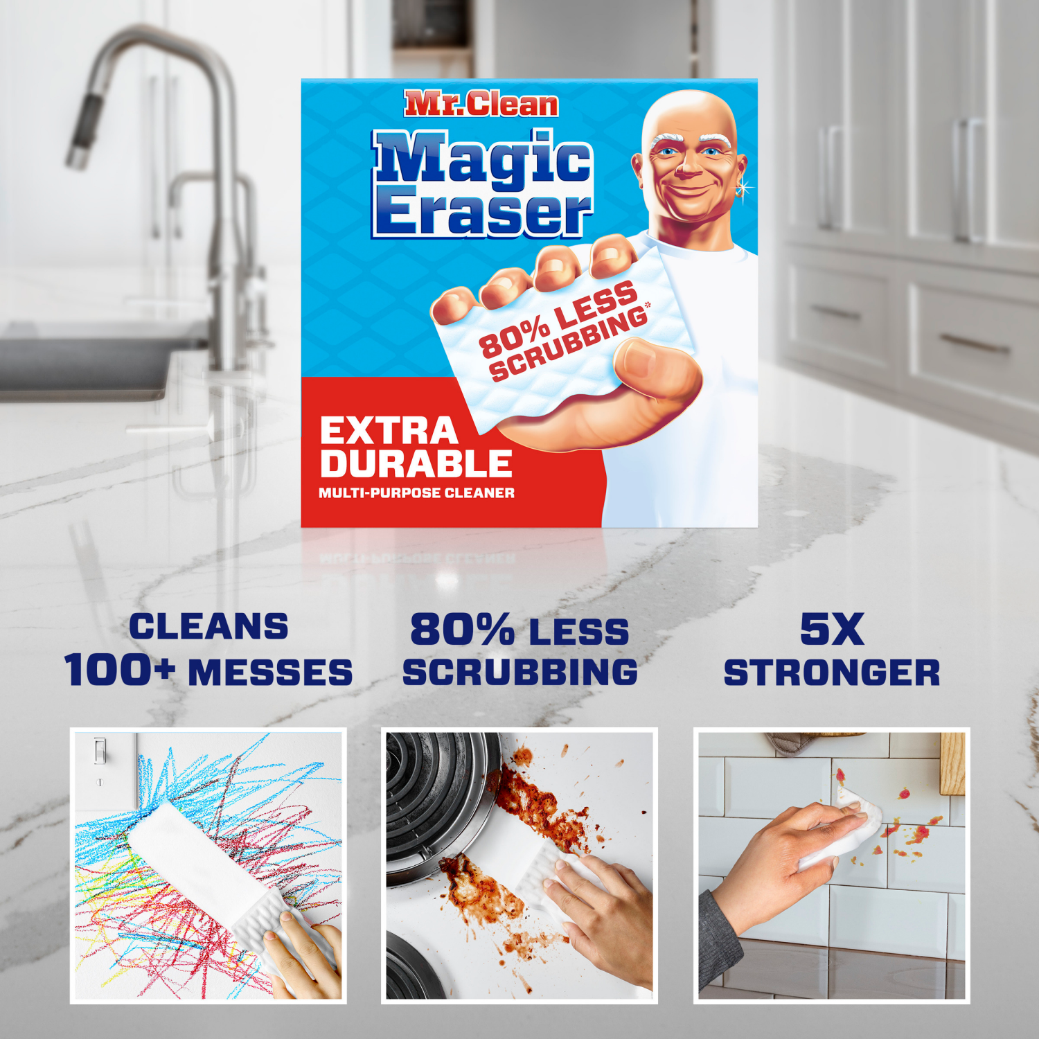 slide 6 of 7, Mr. Clean Magic Eraser Sponge, All Purpose Cleaner, Cleaning Scrubber, Extra Durable, 7ct, 7 ct