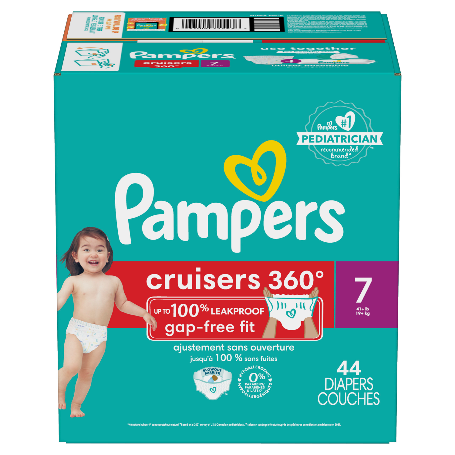 slide 3 of 8, Pampers Cruisers 360 Diapers Size 7 44 Count, 44 ct
