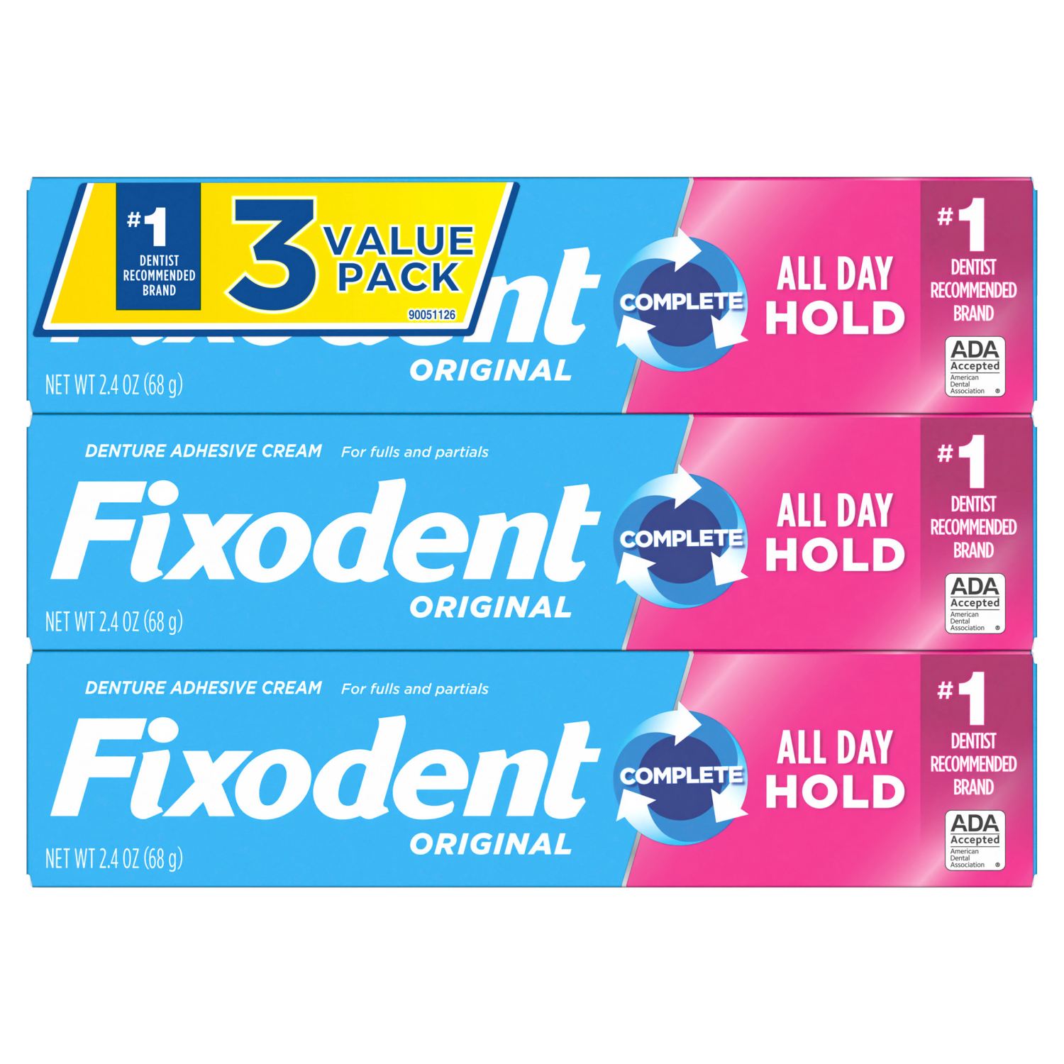 slide 4 of 5, Fixodent Complete Original Denture Adhesive Cream, 3 ct; 2.4 oz