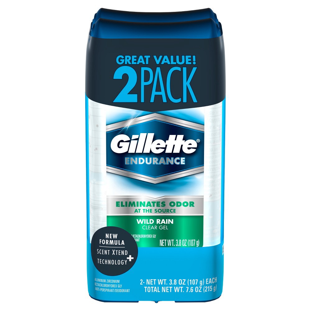 Gillette Wild Rain Clear Gel Mens Antiperspirant & Deodorant 2 ct; 3.8