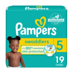 Pampers Swaddlers Diapers, Size 5 (27+ lbs), 19 Count, Ultra Absorbent Disposable Infant Diaper