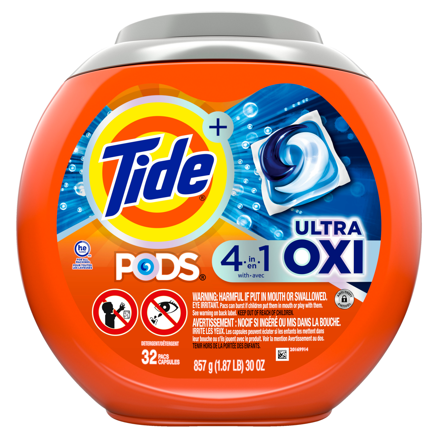 slide 6 of 8, Tide 4-n-1 Ultra Oxi PODS Laundry Detergent Pacs, 32 Count, HE Compatible, Built in Pre-treater for Stains, 32 ct