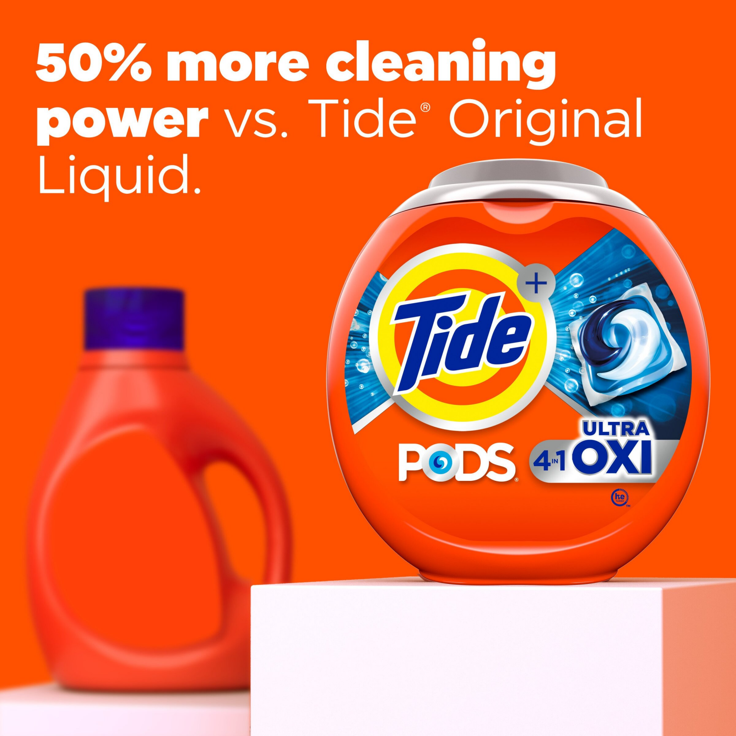 slide 7 of 8, Tide 4-n-1 Ultra Oxi PODS Laundry Detergent Pacs, 32 Count, HE Compatible, Built in Pre-treater for Stains, 32 ct