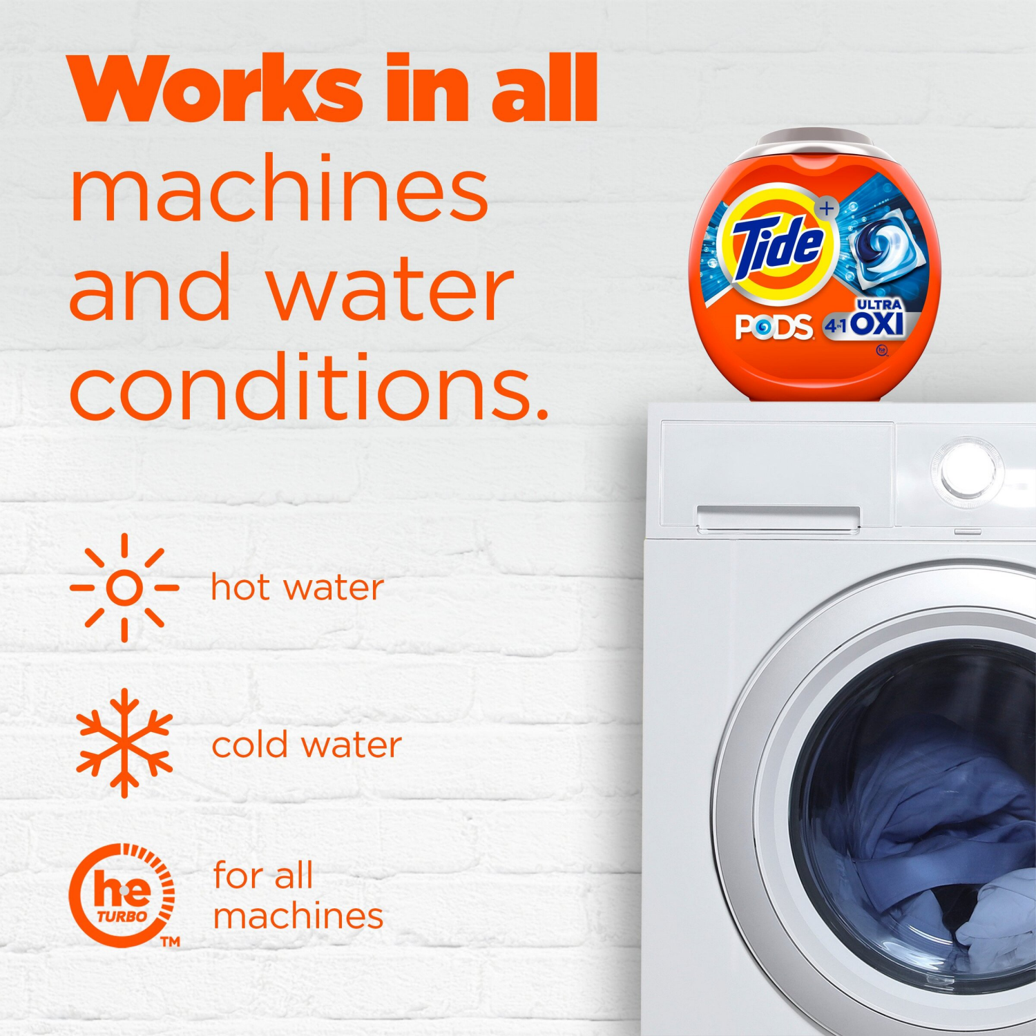 slide 8 of 8, Tide 4-n-1 Ultra Oxi PODS Laundry Detergent Pacs, 32 Count, HE Compatible, Built in Pre-treater for Stains, 32 ct