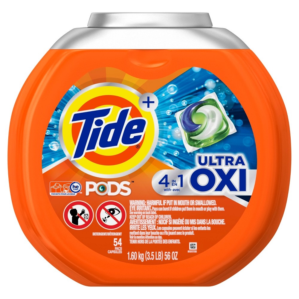 slide 3 of 5, Tide w/ Oxi Laundry Detergent Pods, 54 ct