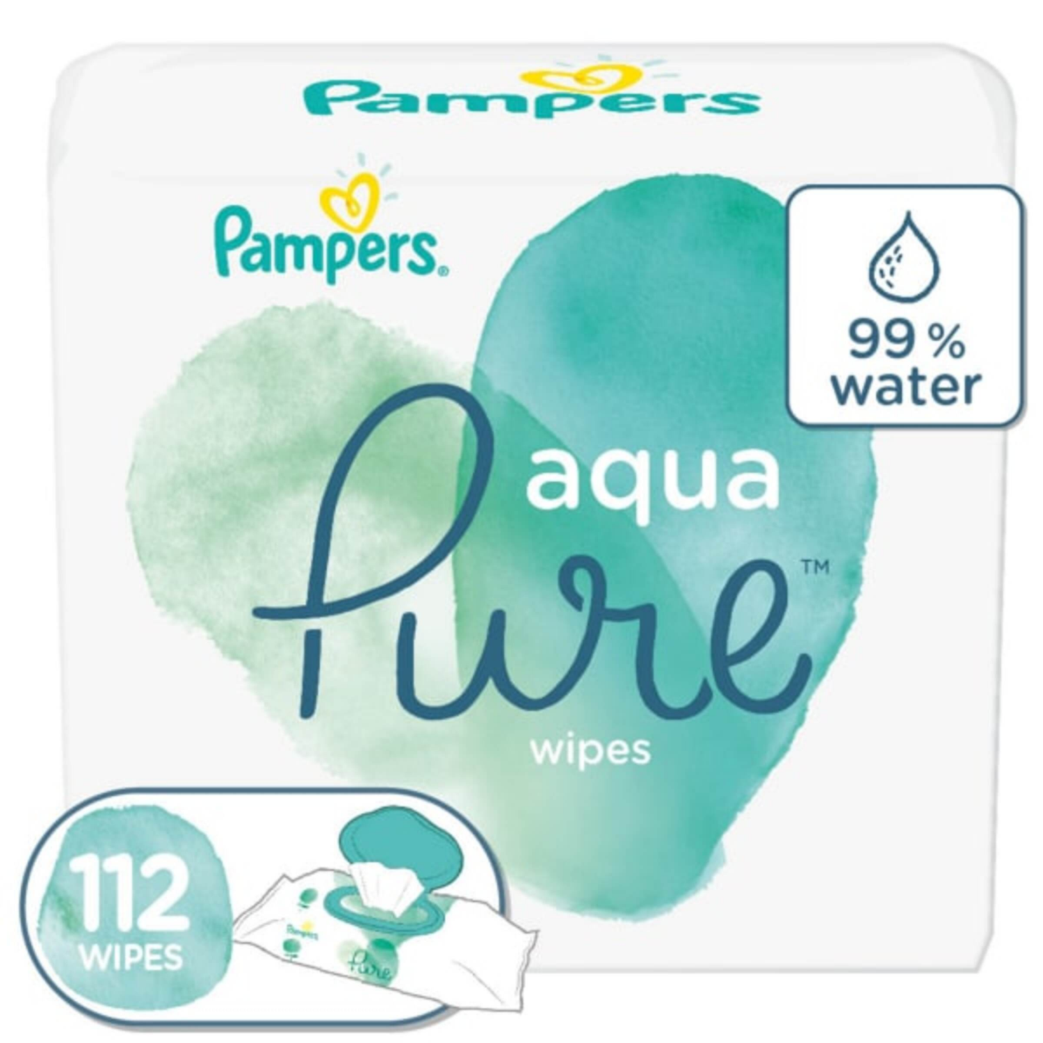 slide 1 of 5, Pampers Aqua Pure Sensitive Baby Wipes 2X Pop-Top 112 Count, 112 ct