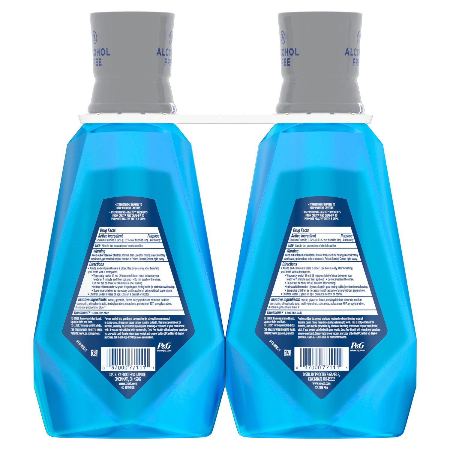 slide 3 of 8, Crest Pro-Health Advanced Mouthwash, Alcohol Free, Multi-Protection, Fresh Mint, 1 L (33.8 fl oz), Pack of 2, 2 ct