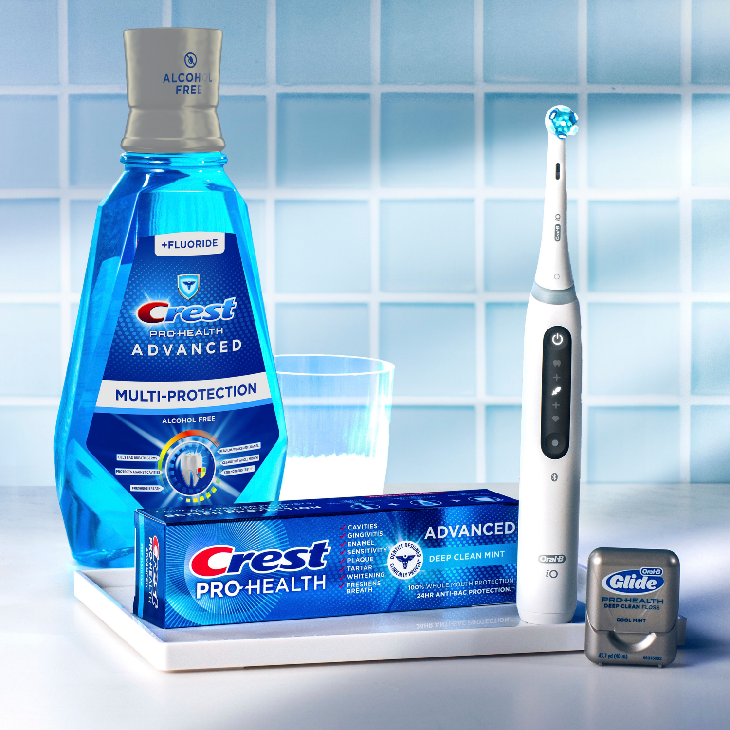 slide 5 of 8, Crest Pro-Health Advanced Mouthwash, Alcohol Free, Multi-Protection, Fresh Mint, 1 L (33.8 fl oz), Pack of 2, 2 ct