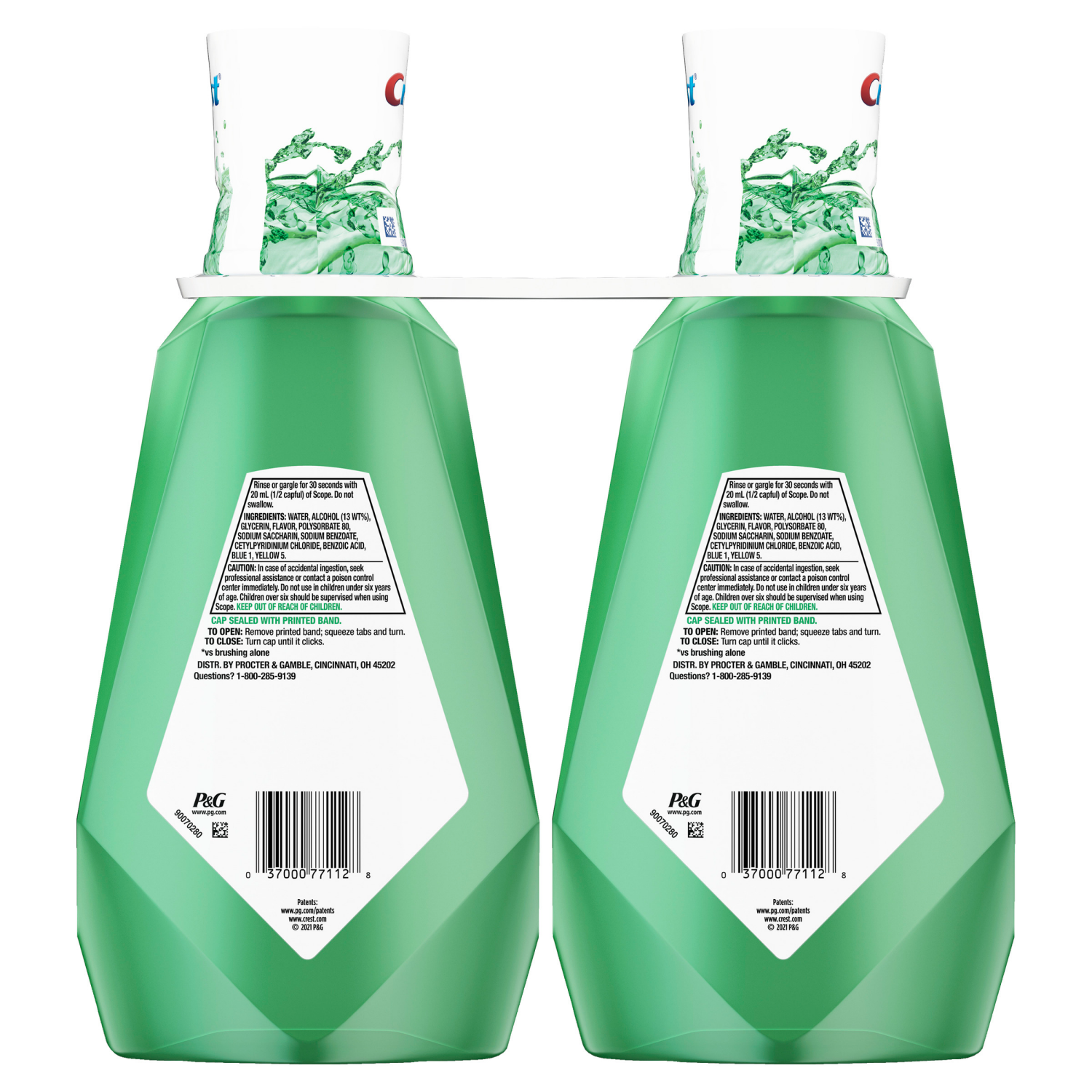 slide 7 of 8, Scope Crest Scope Outlast Mouthwash, Fresh Mint, 1L, Pack of 2, 2 ct