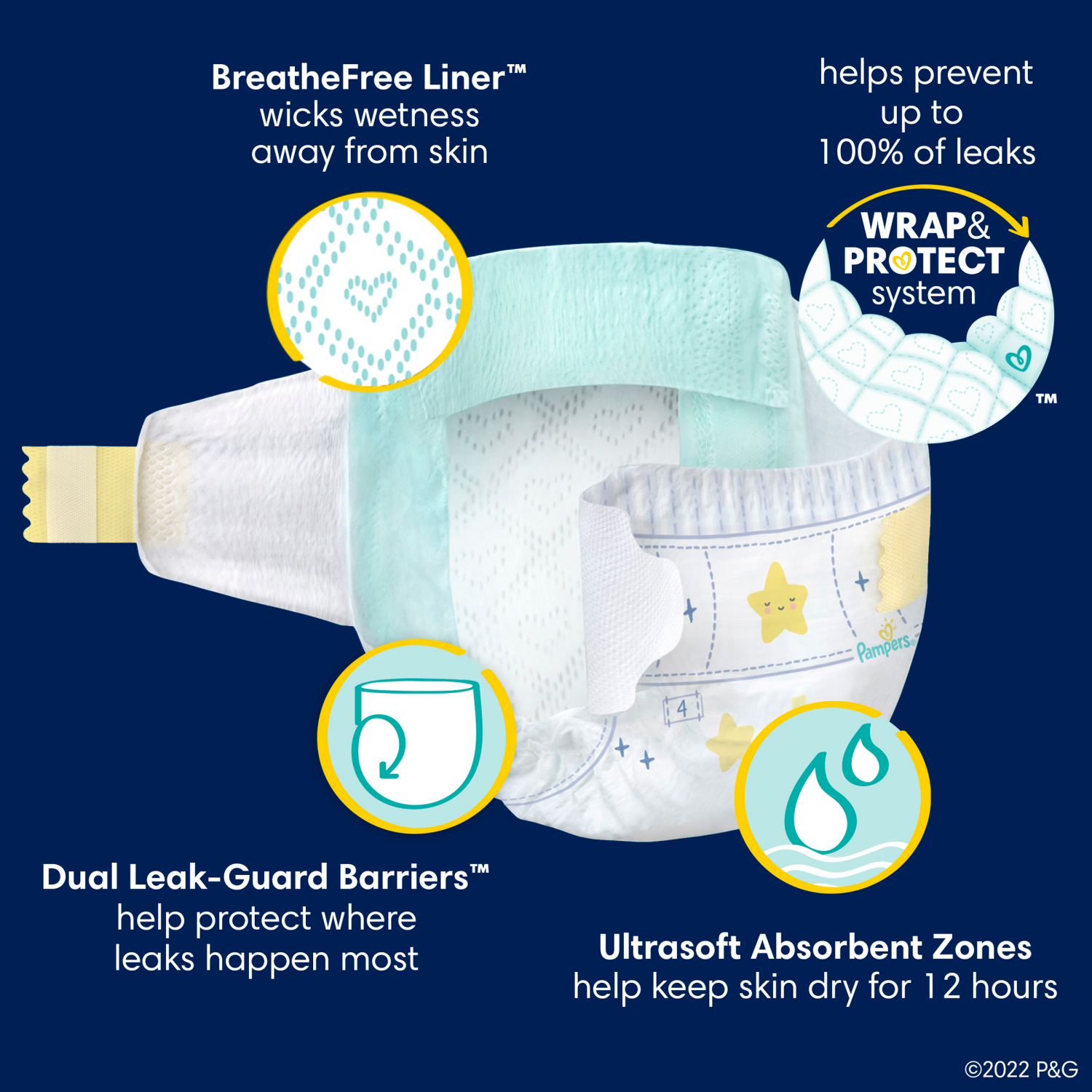 slide 5 of 8, Pampers ZZZ Overnight Diapers, Size 5 (27+ lbs), 50 Count, Nighttime Protection Disposable Baby Diaper, 50 ct