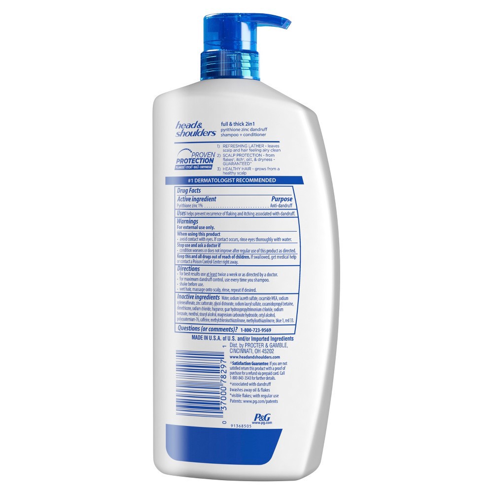 slide 2 of 2, Head & Shoulders Men's 2-in-1 Shampoo and Conditioner, Anti-Dandruff Treatment, Full & Thick for Daily Use, Paraben-Free - 28.2 fl oz, 28.2 fl oz