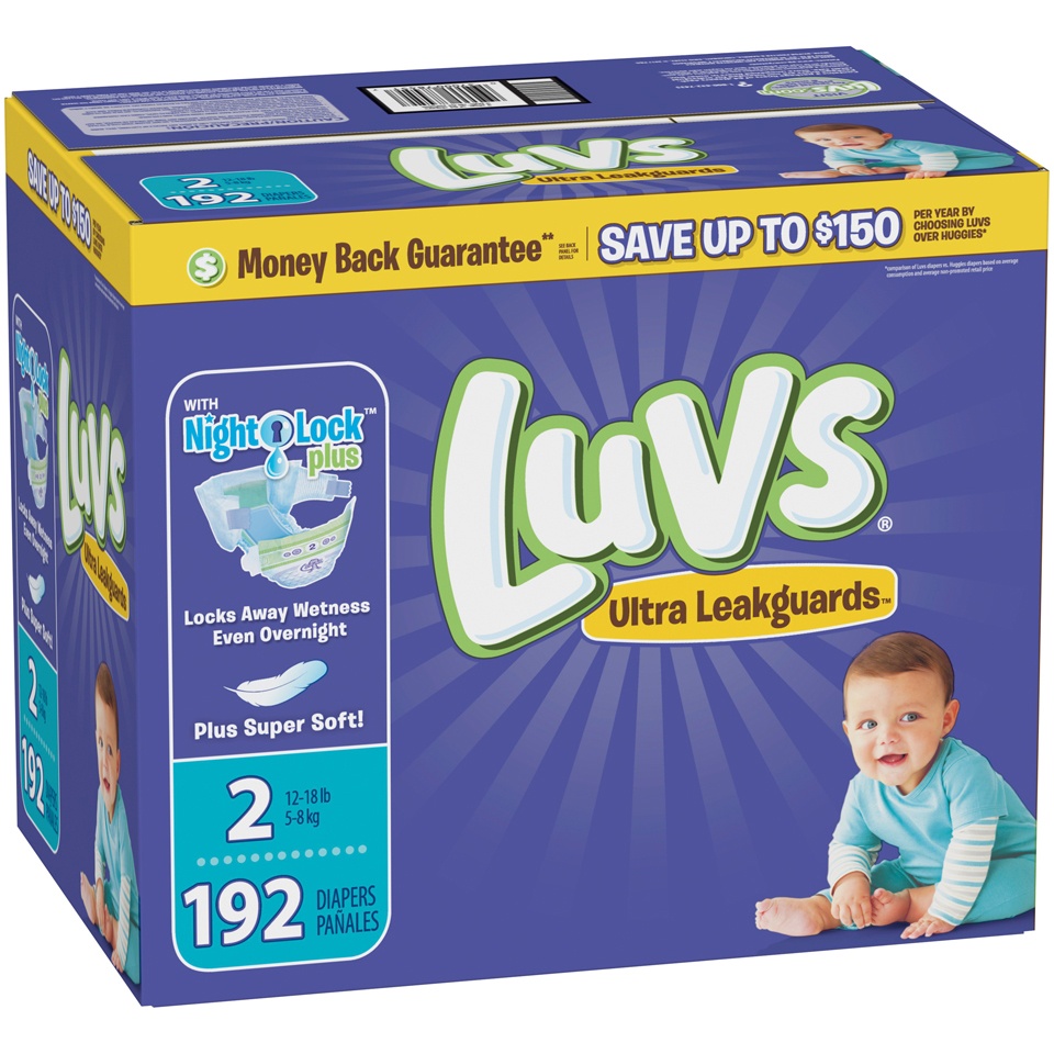 slide 3 of 4, Luvs Triple Leakguards Extra Absorbent Diapers Size 2, 192 ct