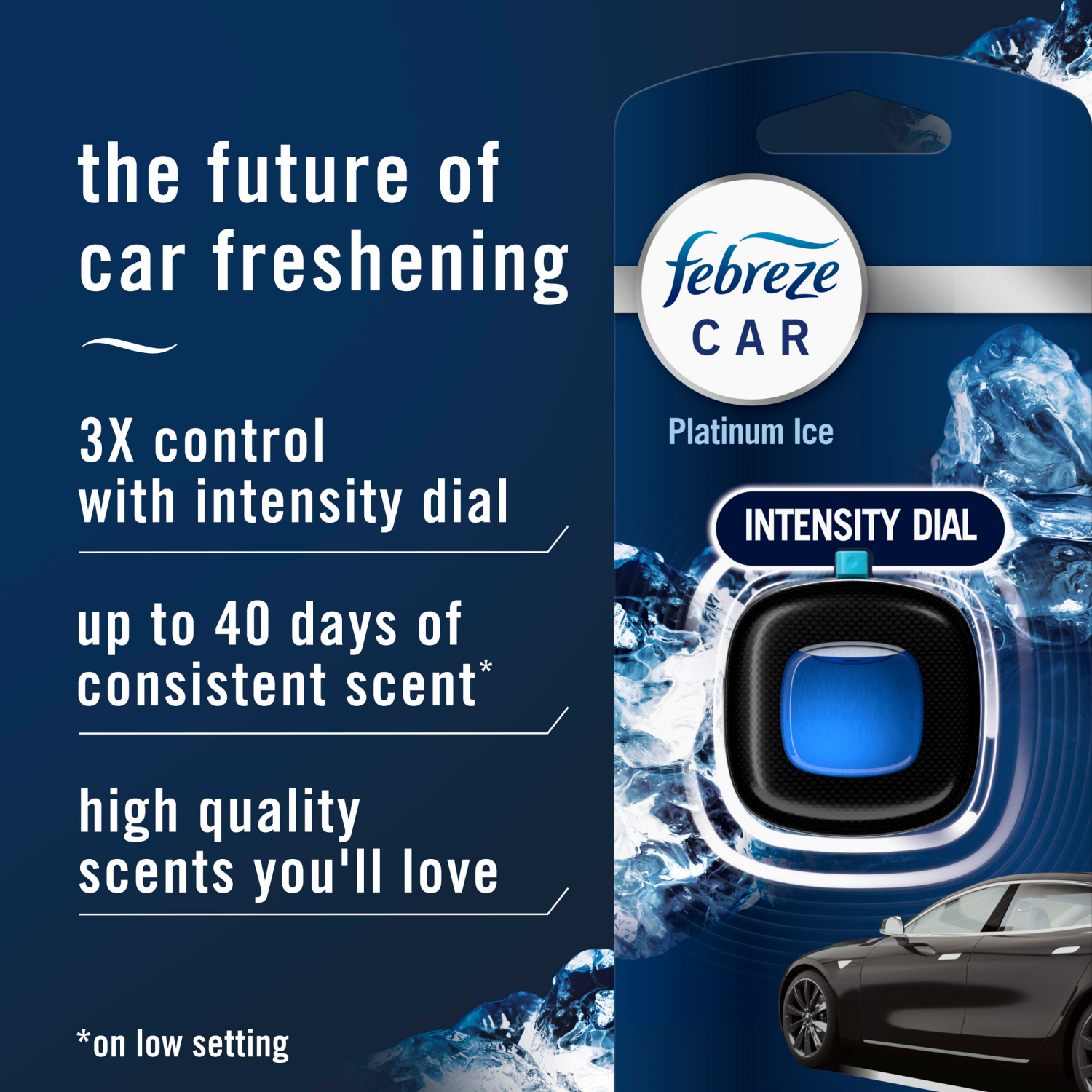 slide 3 of 5, Febreze Car Air Freshener, Odor-Fighting Automotive Vent Clip, Platinum Ice Scent, 1 Count, 1 ct