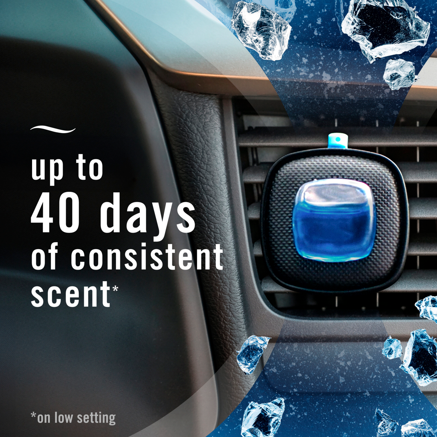 slide 4 of 5, Febreze Car Air Freshener, Odor-Fighting Automotive Vent Clip, Platinum Ice Scent, 1 Count, 1 ct