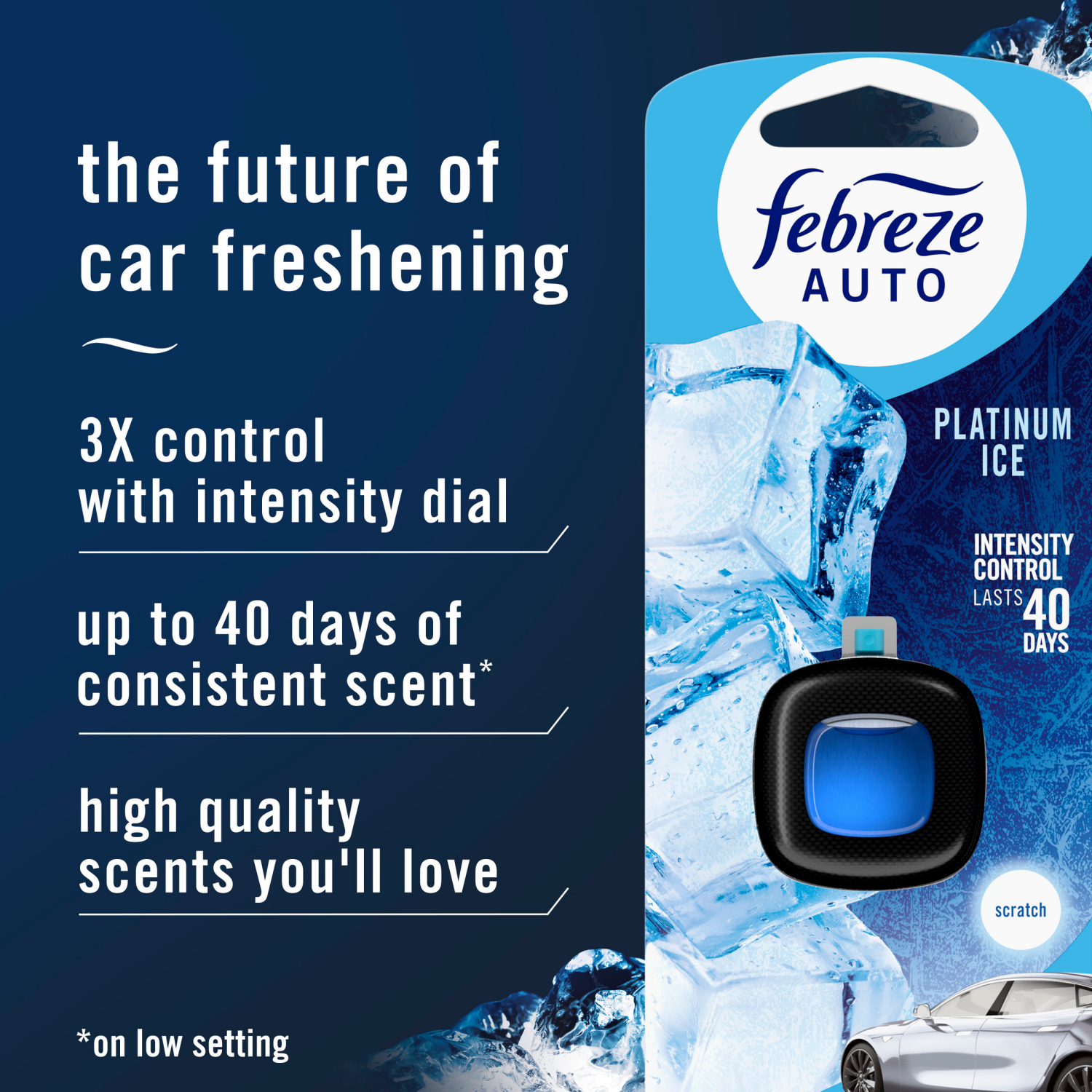 slide 4 of 5, Febreze Car Air Freshener Vent Clip, Patinum Ice, 1 ct