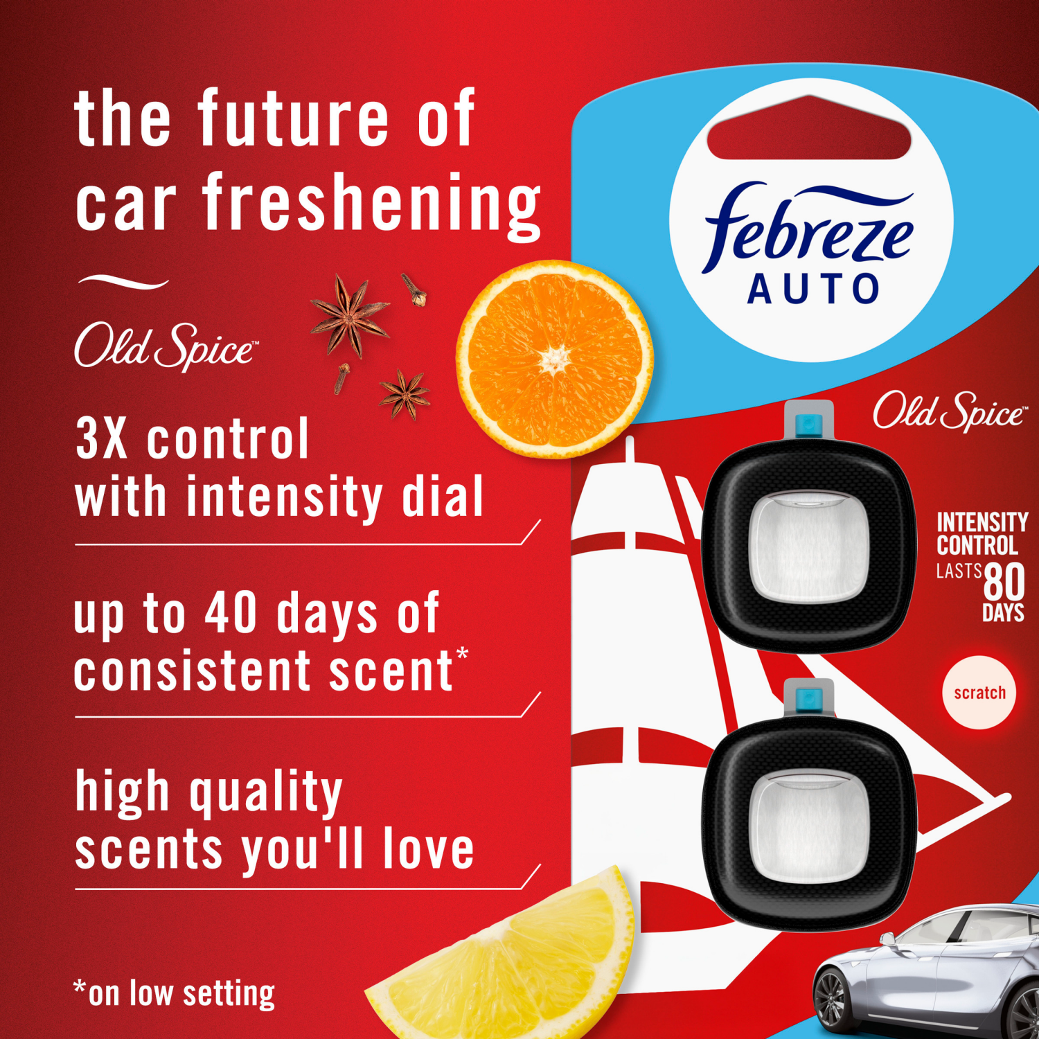 slide 4 of 5, Febreze Auto Vent Clip Old Spice Air Freshener 0.07 fl oz, 0.07 fl oz