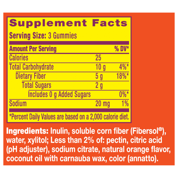 slide 29 of 29, Metamucil Daily Fiber Gummies, Orange Flavored, No Sugar Added, 5g Prebiotic Plant Based Fiber Blend, 72 Count, 72 ct
